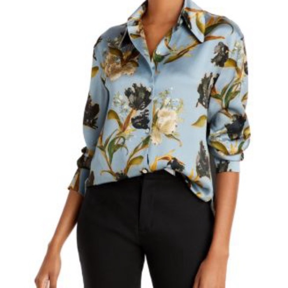 Elie Tahari Blue Floral Blouse - Picture 1 of 3